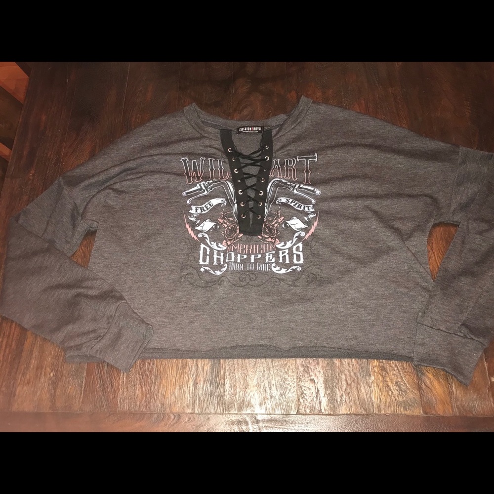 Cute lace up lightweight sweatshirt